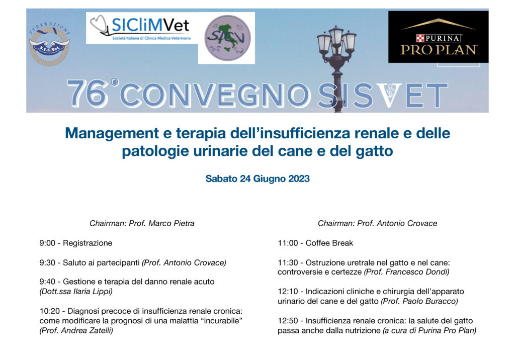 Locandina Post Congress “Nefrologia e urologia in cane e gatto” a cura delle associazioni SICLIMVET e SICV